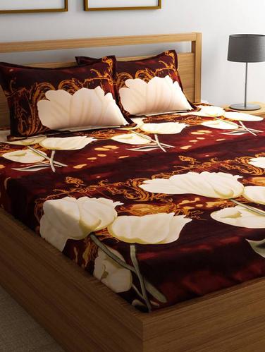 Polycotton Printed Floral Double bedsheet with 2 Pillow Covers - 14893211 - Very Small Image - 1