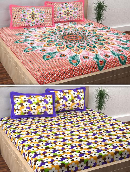 120 TC 100% Cotton Printed 2 Double Bedsheet With 4 Pillow Covers - 14893279 - Standard Image - 1
