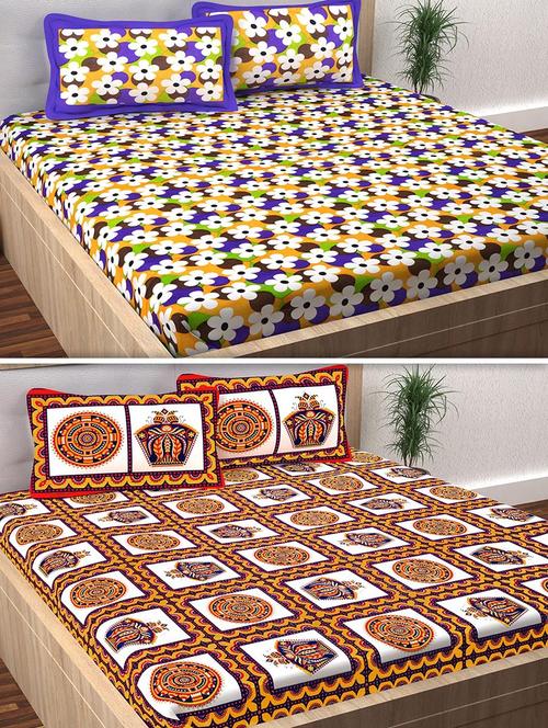 120 TC 100% Cotton Printed 2 Double Bedsheet With 4 Pillow Covers - 14893283 - Standard Image - 1