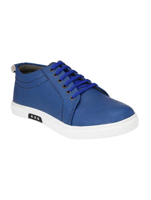 blue leatherette lace up sneaker - 14893344 - Standard Image - 1