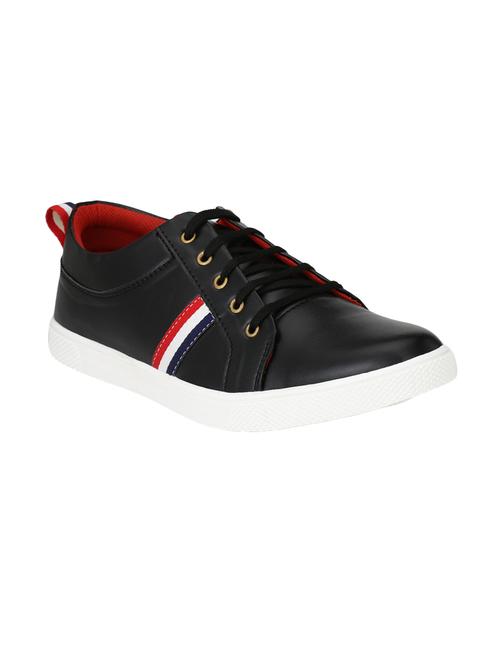 black leatherette lace up sneaker - 14893348 - Standard Image - 1