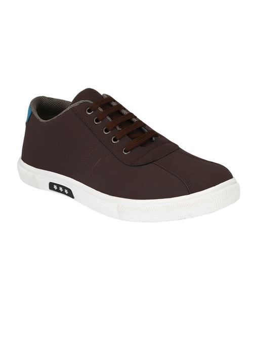 brown leatherette lace up sneaker - 14893352 - Standard Image - 1