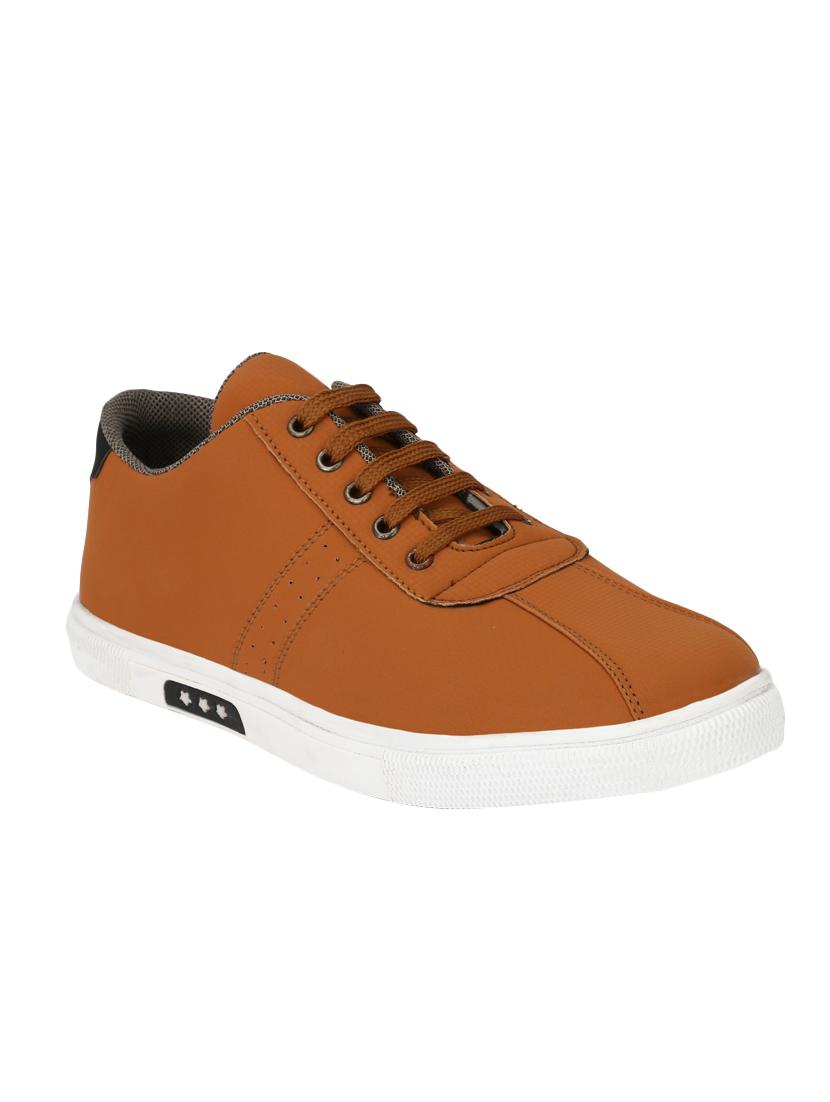 tan leatherette lace up sneaker - 14893353 - Zoom Image - 1