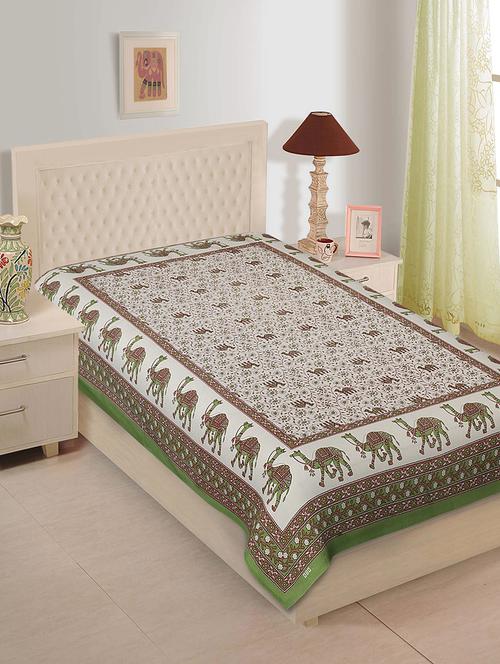 Ethnic Print Cotton Single Bedsheet - 14893397 - Very Small Image - 1