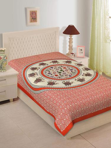 Ethnic Print Cotton Single Bedsheet - 14893401 - Very Small Image - 1