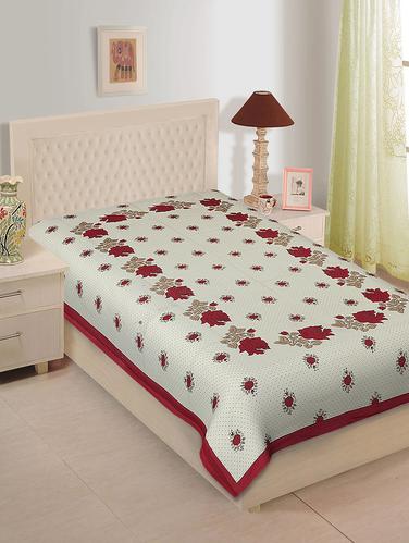 Floral Print Cotton Single Bedsheet - 14893402 - Very Small Image - 1