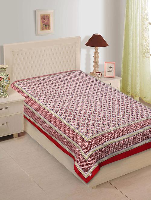 Ethnic Print Cotton Single Bedsheet - 14893409 - Very Small Image - 1
