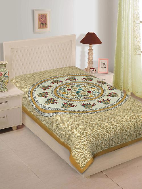 Ethnic Print Cotton Single Bedsheet - 14893415 - Very Small Image - 1