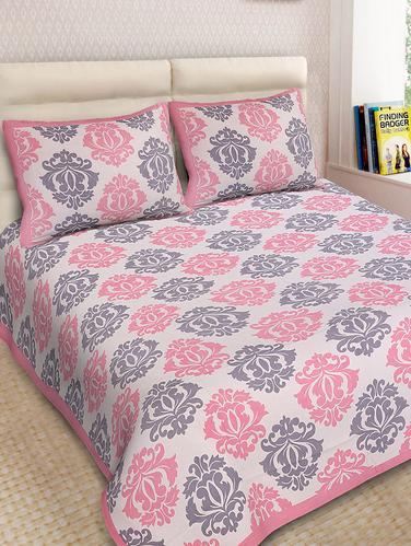 Cotton Printed Double Bedsheet With 2 Pillow Covers - 14893417 - Very Small Image - 1