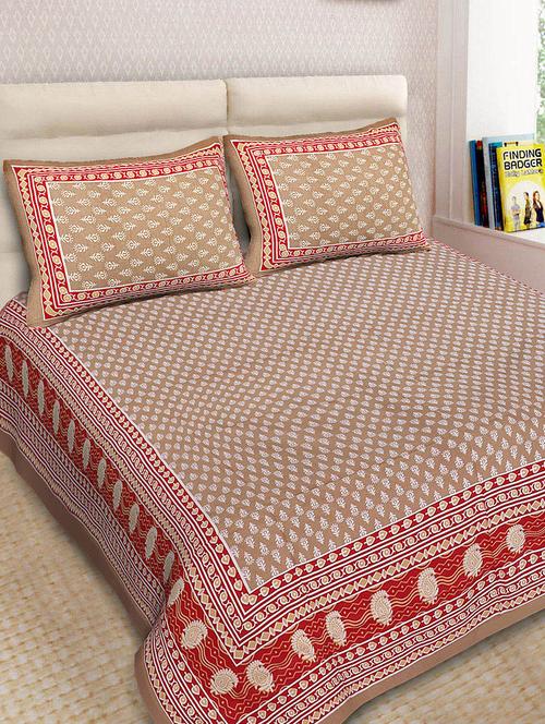 Cotton Printed Double Bedsheet With 2 Pillow Covers - 14893424 - Standard Image - 1