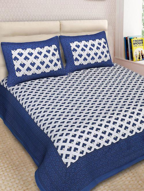 Cotton Printed Double Bedsheet With 2 Pillow Covers - 14893434 - Standard Image - 1