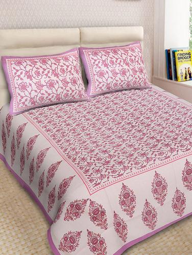 Cotton Printed Double Bedsheet With 2 Pillow Covers - 14893435 - Very Small Image - 1