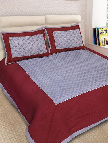 Cotton Printed Double Bedsheet With 2 Pillow Covers - 14893436 - Very Small Image - 1