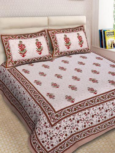 Cotton Printed Double Bedsheet With 2 Pillow Covers - 14893437 - Very Small Image - 1