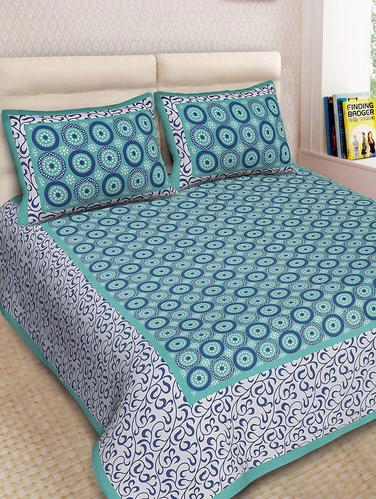Cotton Printed Double Bedsheet With 2 Pillow Covers - 14893440 - Very Small Image - 1
