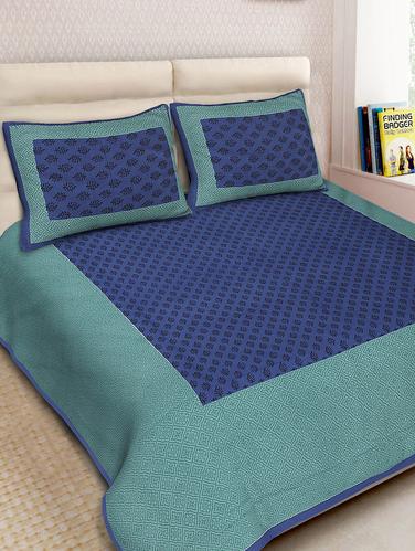 Cotton Printed Double Bedsheet With 2 Pillow Covers - 14893441 - Very Small Image - 1
