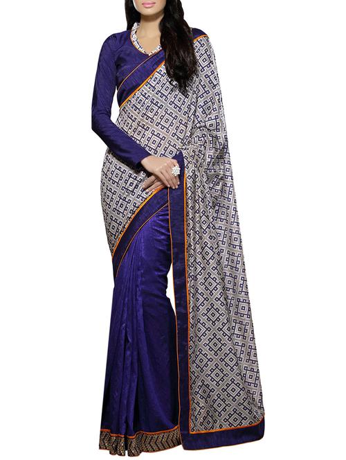 Geometrical tussar silk half & half saree with blouse - 14893480 - Standard Image - 1