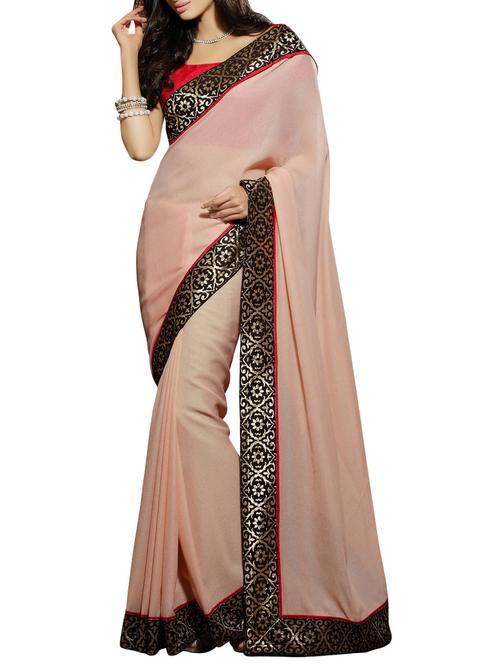 Liva zari bordered saree with blouse - 14893483 - Standard Image - 1