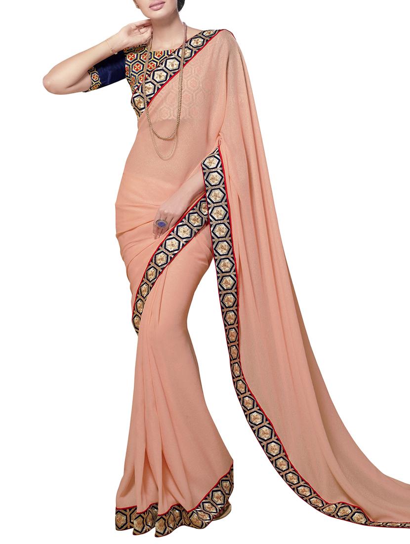Liva zari bordered saree with blouse - 14893488 - Zoom Image - 1