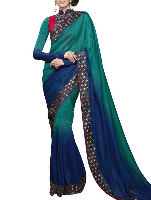 embellished liva ombre saree with blouse - 14893489 - Very Small Image - 1