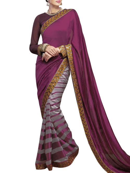 purple liva half & half saree with blouse - 14893490 - Standard Image - 1