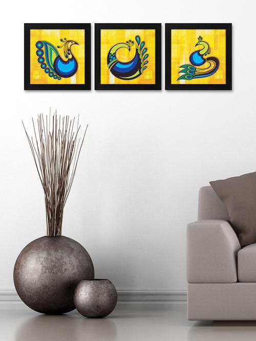 3Pc Frame For Living Room And Bed Room (Wood, 30 cm x 3 cm x 30 cm, Special Effect Textured) - 14893535 - Standard Image - 1