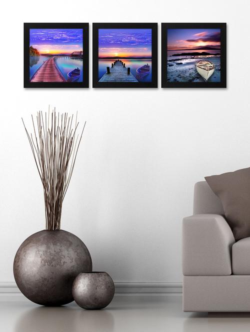 Nature Print 3Pc Frame For Living Room And Bed Room (Wood, 30 cm x 3 cm x 30 cm, Special Effect Textured) - 14893538 - Standard Image - 1