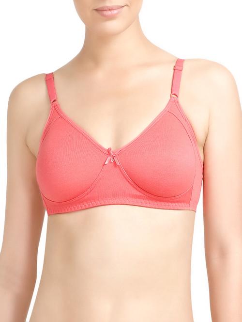 peach solid cotton bra - 14893716 - Very Small Image - 1
