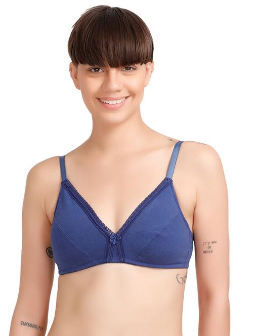 blue cotton solid bra - 14893722 - Standard Image - 1