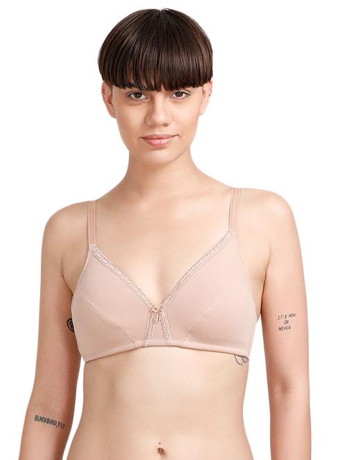 beige cotton solid bra - 14893723 - Standard Image - 1