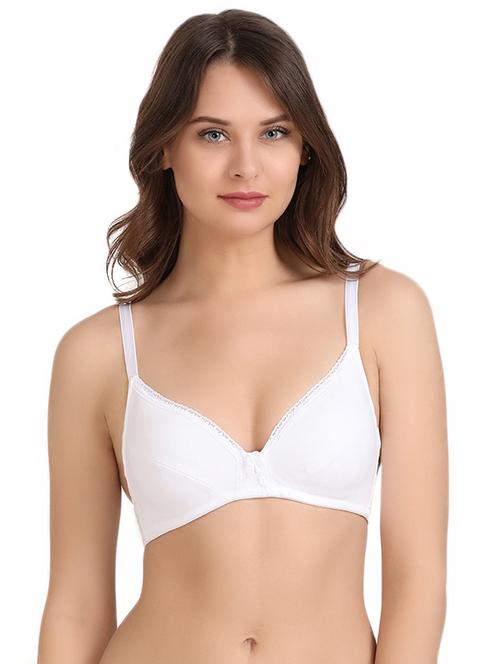 white cotton solid bra - 14893727 - Standard Image - 1