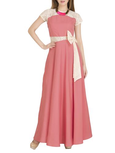 pink solid gown dress - 14893747 - Very Small Image - 1