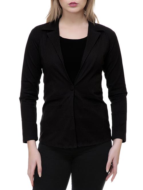 solid black cotton blazer - 14893794 - Standard Image - 1