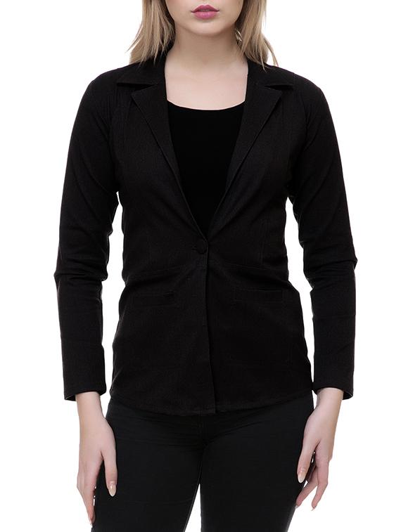 solid black cotton blazer