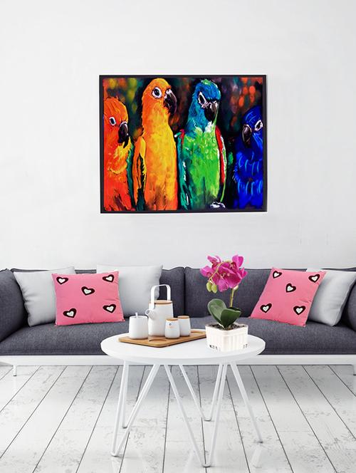 Deep Multicolor Parrots Canvas Painting - 14893946 - Standard Image - 1