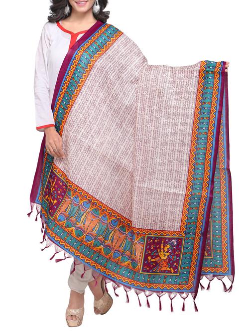 purple art silk printed dupatta - 14894004 - Standard Image - 1