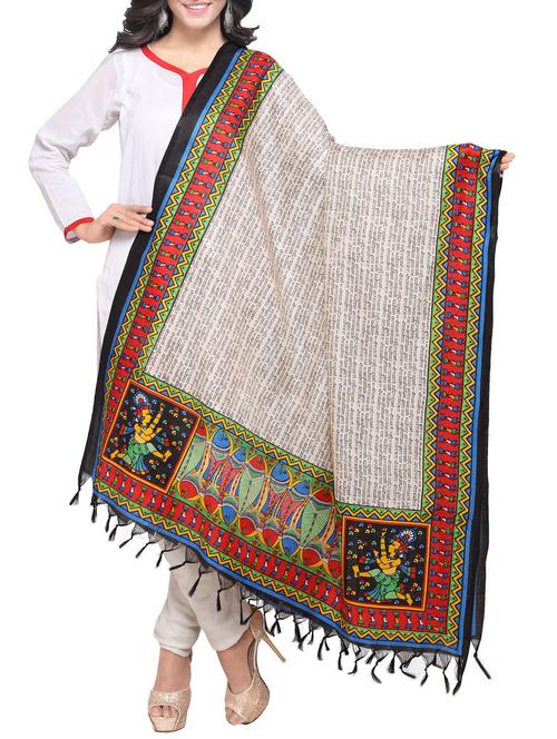 beige art silk printed dupatta - 14894005 - Standard Image - 1