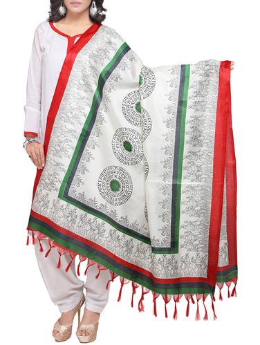 off-white art silk printed dupatta - 14894009 - Very Small Image - 1