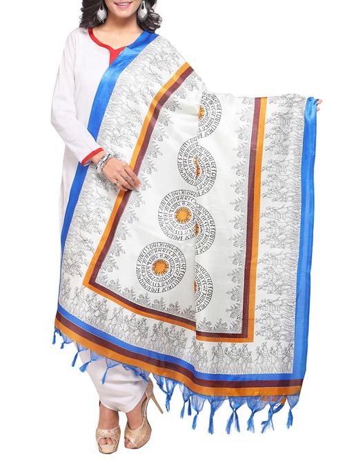 off-white art silk printed dupatta - 14894010 - Standard Image - 1