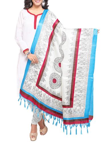 off-white art silk printed dupatta - 14894012 - Very Small Image - 1