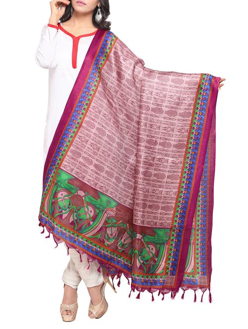 magenta art silk printed dupatta - 14894015 - Standard Image - 1