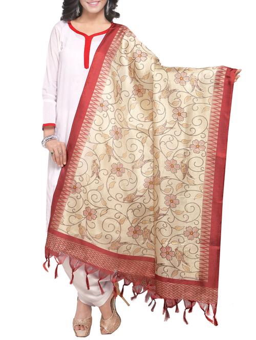 beige art silk printed dupatta - 14894020 - Very Small Image - 1