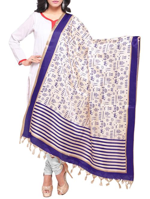 blue art silk printed dupatta - 14894024 - Standard Image - 1