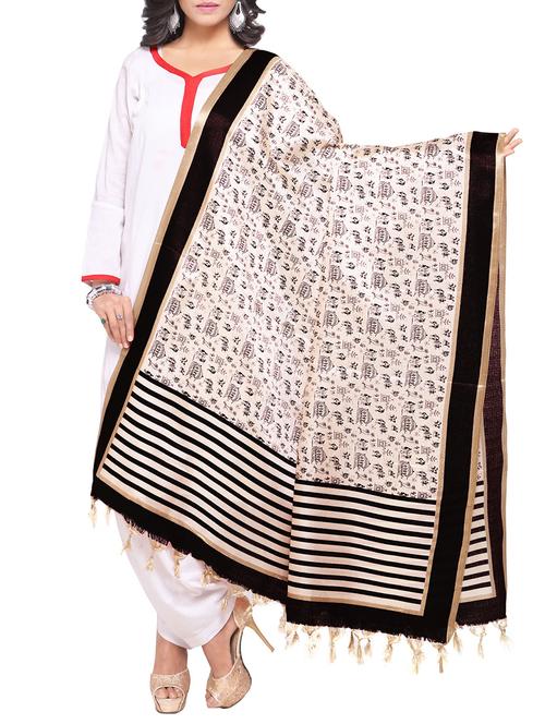 beige art silk printed dupatta - 14894028 - Standard Image - 1