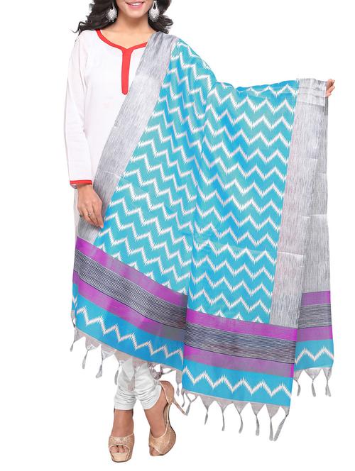 sky blue art silk printed dupatta - 14894030 - Very Small Image - 1