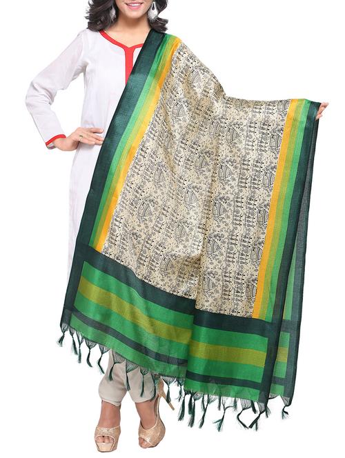 beige art silk printed dupatta - 14894037 - Very Small Image - 1