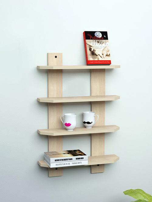 4 Tier Designer Mdf Laminated Ladder Shape Wall Shelf - 14894181 - Very Small Image - 1