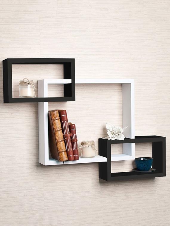 Wooden Rack Living Decor Intersecting Floating Wall Shelves - 14894222 - Zoom Image - 1