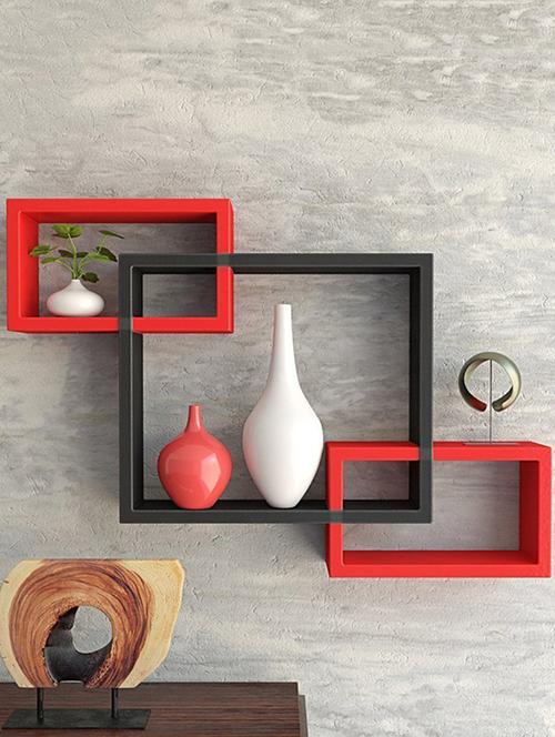 Wooden Rack Living Decor Intersecting Floating Wall Shelves - 14894224 - Standard Image - 1