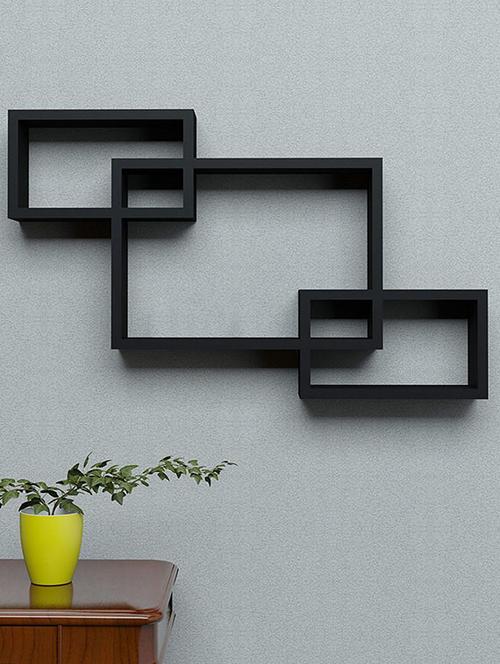 Wooden Rack Living Decor Intersecting Floating Wall Shelves - 14894226 - Standard Image - 1